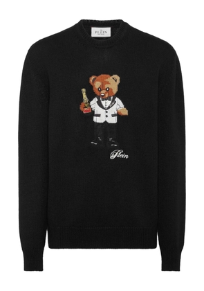 Philipp Plein teddy-bear embroidered sweat - Black