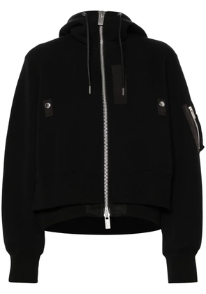 sacai layered-detail hooded bomber jacket - Black