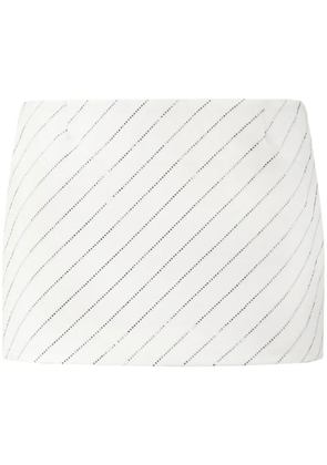 Philipp Plein crystal-embellished pinstriped mini skirt - White