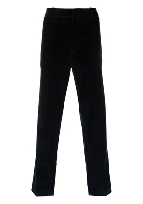 Moncler logo-appliqué corduroy trousers - Blue
