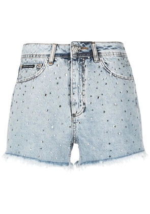 Philipp Plein crystal embellished mini shorts - Blue
