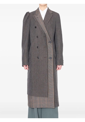 Kolor herringbone panelled coat - Grey