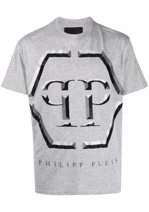 Philipp Plein embellished-logo T-shirt - Grey