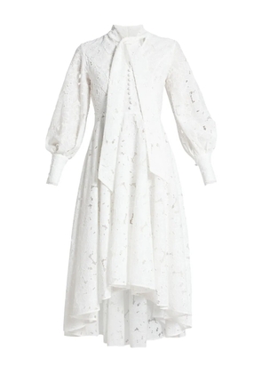 VASILIKI lace high-neck midi dress - White