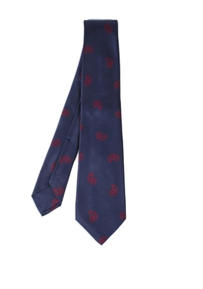 Kiton paisley-pattern silk tie - Blue
