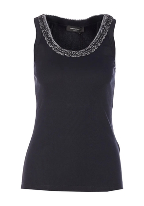 Fabiana Filippi crew-neck embellished-trim tank top - Blue