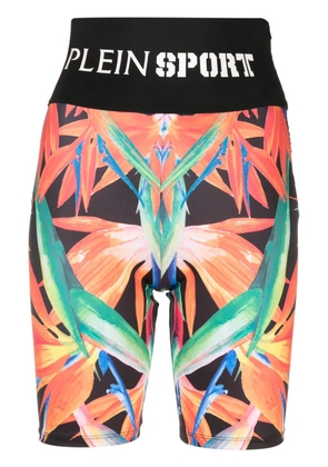 Plein Sport graphic-print cyclist shorts - Black