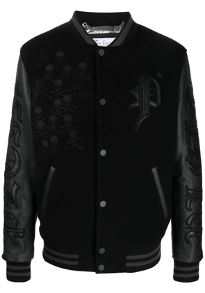 Philipp Plein Gothic Plein logo-appliqué varsity jacket - Black