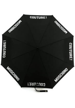 Moschino logo lettering-print foldable umbrella - Black