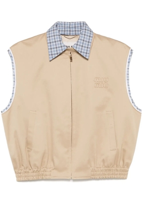 Miu Miu logo-embroidered gilet - Neutrals