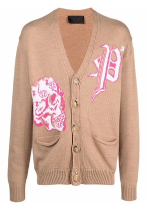 Philipp Plein merino wool cardigan - Neutrals
