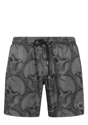 Philipp Plein skull-print swim shorts - Grey