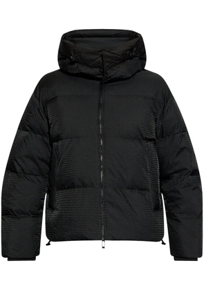 Emporio Armani logo-lettering hooded down jacket - Black