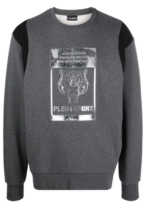 Plein Sport tiger-head logo-print sweatshirt - Grey