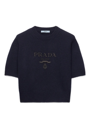 Prada logo-embroidered crew-neck knitwear - Blue