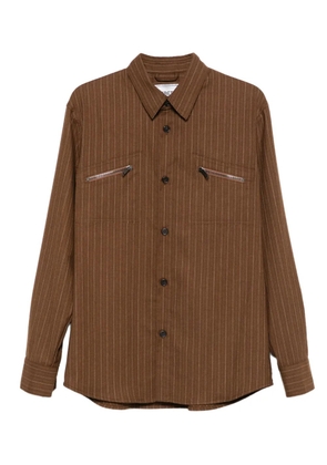Iceberg pinstripe zip-pocket shirt - Brown