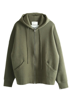extreme cashmere zip-up knitted hoodie - Green
