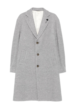 Lardini single-breasted logo-pin coat - Grey