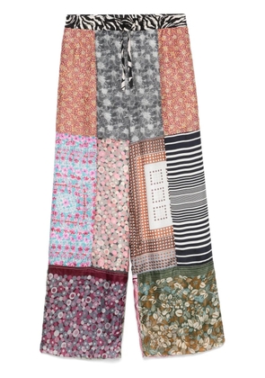 Marine Serre Regenerated silk-scarves trousers - Black