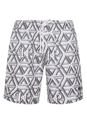 Philipp Plein Monogram Boxer swim shorts - White