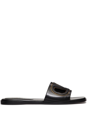Valentino Garavani VLogo cut-out leather slides - Black