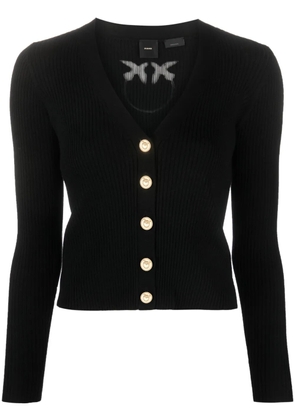 PINKO ribbed-knit V-neck wool cardigan - Black