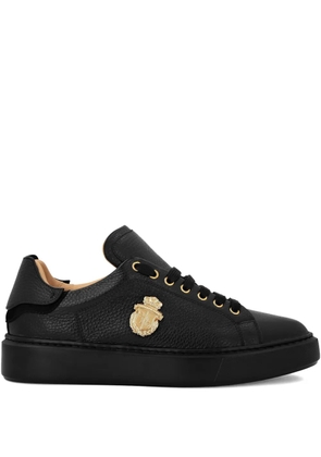 Billionaire logo-plaque leather sneakers - Black