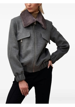 Poche Paris faux-fur-collar zip-up jacket - Grey