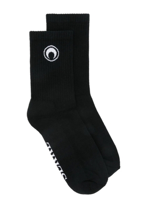 Marine Serre Moon logo ribbed knit socks - Black