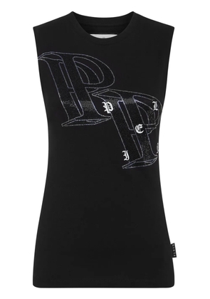 Philipp Plein crystal-embellished logo-print tank top - Black