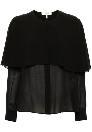 Chloé cape-attachment silk shirt - Black