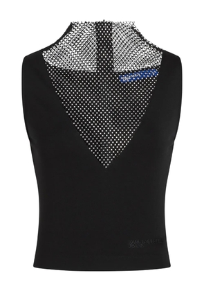 Karl Lagerfeld Jeans chainmail-detail high-neck top - Black