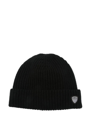 Ea7 Emporio Armani logo-patch beanie hat - Black