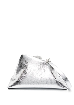 The Attico Day Off metallic leather clutch bag - Silver