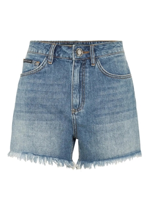Philipp Plein logo-embroidered denim shorts - Blue