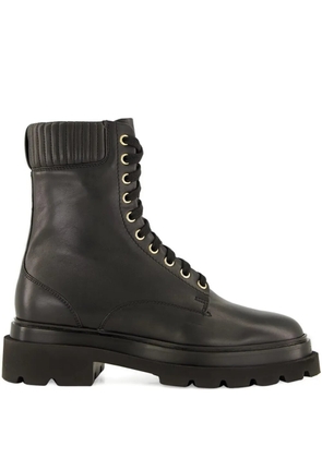 Santoni quilted lace-up boots - Black