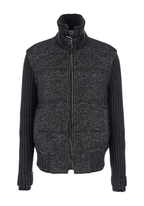 Dolce & Gabbana herringbone-pattern ribbed-knit bomber jacket - Grey