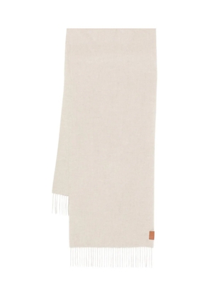 LOEWE fringed cashmere scarf - Neutrals
