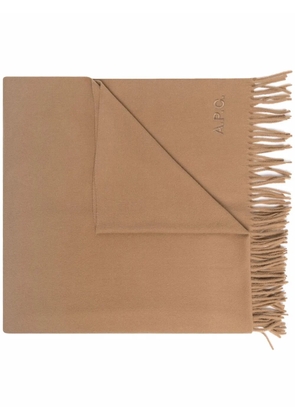 A.P.C. fringe-hem scarf - Brown