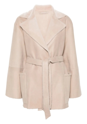Manzoni 24 leather short coat - Neutrals