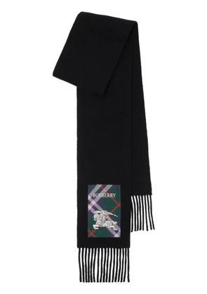 Burberry check-label cashmere scarf - Black