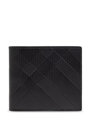 Burberry Embossed Check Bifold Wallet - Black