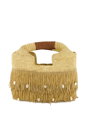 Sensi Studio fringed straw handbag - Neutrals