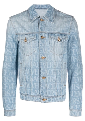 Versace Allover logo-print denim jacket - Blue
