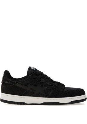 A BATHING APE® star-embellished denim trainers - Black