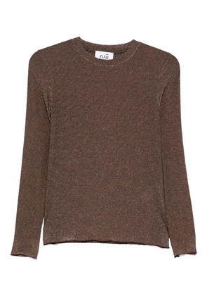 Niu crew-neck glitter T-shirt - Brown