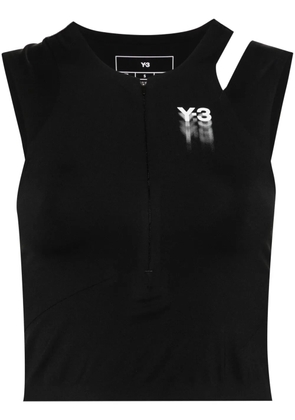 Y-3 logo-print cropped performance top - Black