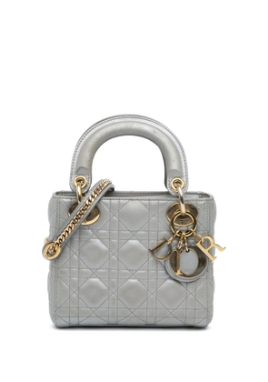 Christian Dior Pre-Owned 2019 Mini Metallic Lambskin Cannage Lady Dior satchel - Grey