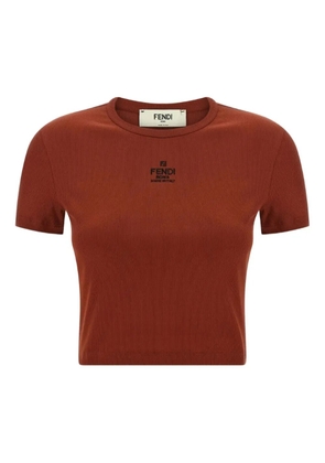 FENDI logo-embroidered T-shirt - Brown