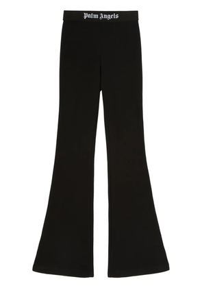 Palm Angels logo-tape cotton flared leggings - Black